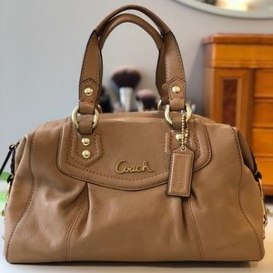 Camel Leather Convertible Coach Purse
